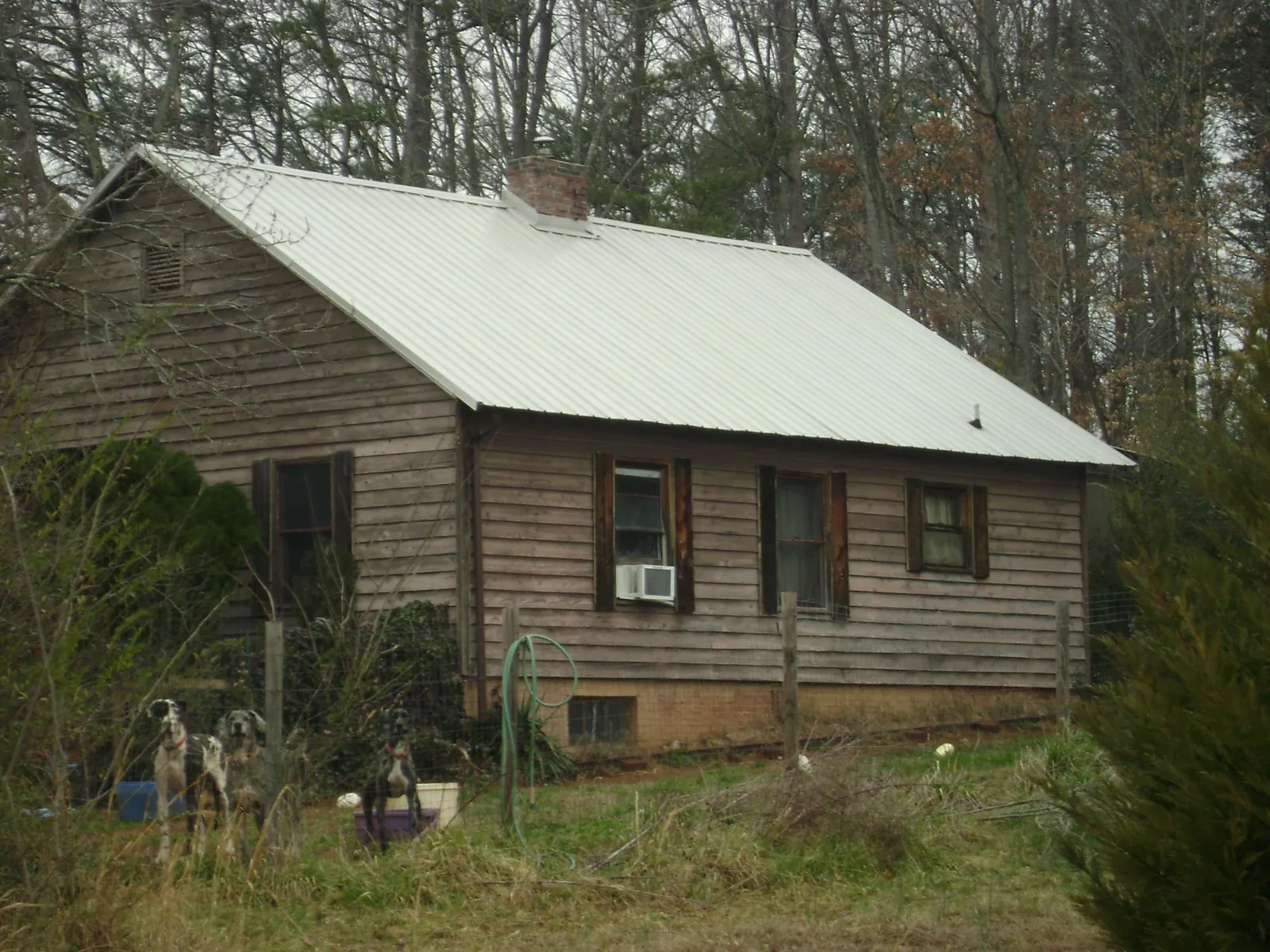 White metal roof on an old wood sided farmhouse, from a Metal Roof Installation job in Percival
